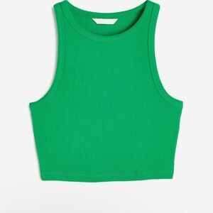 H&M Green Ribbed Crop Tank Top